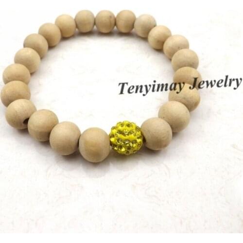 Fashion Lemon Yellow Crystal Bracelet Original Wooden Beaded Bracelet For Promotion 20pcs/lot Free Shipping