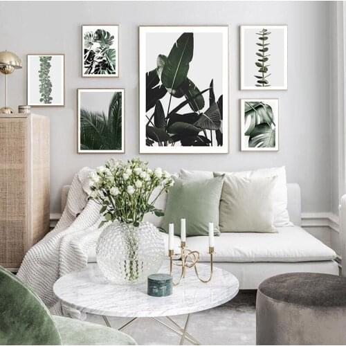 Monstera Banana Leaf Green Plant Nordic Style Wall Art Canvas Botanical Print Painting Modern Home Decoration Picture