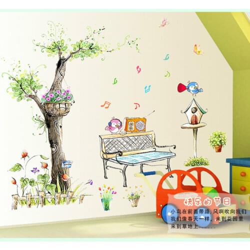 Bird Cartoon Wall Stickers for Kids Children Room PVC Wall Poster Removable Traceless PVC Home Background Decoration Stickers