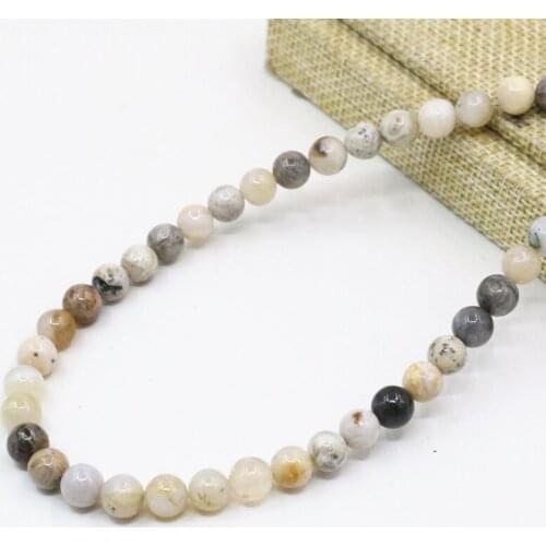 New round 6mm 8mm 10mm diy jewelry findings multicolor bamboo leaf agat natural stone jaspers onyx spacer loose beads 15" B3473