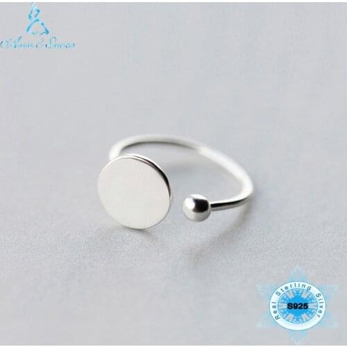 Original 925 Sterling Silver Rings for Women Round Simple Fine Jewelry Party Womens Jewellery Bead Adjustable Size Accessories