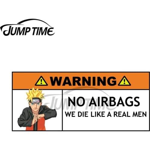 JumpTime 13 x 5.8cm Anime Airbag Car Warning Sign Car Sticker Window Motorcycle Decal Cartoon Car Styling Waterproof Accessories