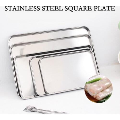 Cake Baking Pastry Storage Trays Stainless Steel Steamed Sausage Dish Rectangle Fruit Plate Restaurant Hotel Bread Loaf Pans