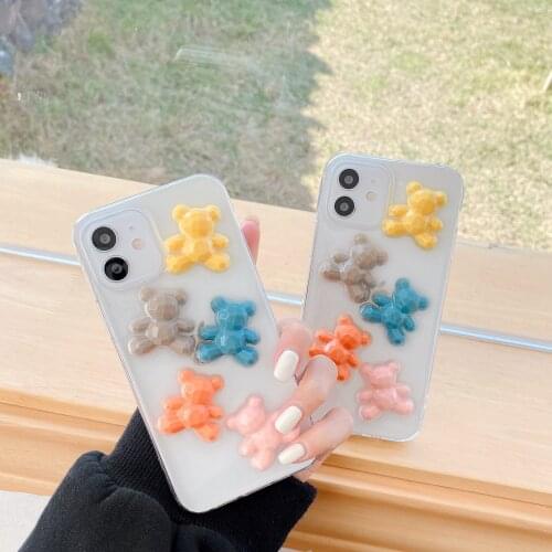 3D New Fashion Transparent Case For iphone 12mini pro 11 Pro max Xr xs se 2020 7 8 plus Cases Epoxy Soft Back Cover