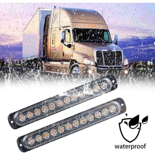 1PC 12LED Strobe Warning Light Bar Flashing Truck Super Bright Emergency Caution Waterproof Amber 12V 24V For Auto Car SUV Van