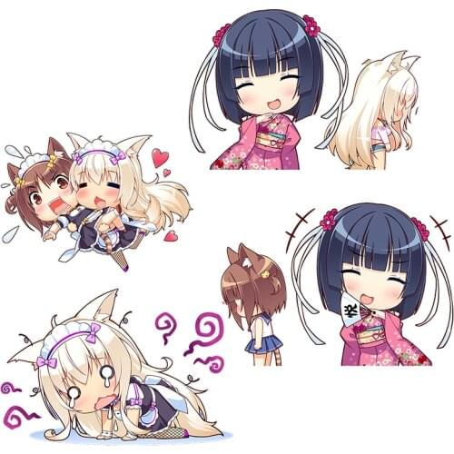 Three Ratels CA68 funny NEKOPARA_CHRONICLE Waterproof Decal cats ear girls sticker on Wall Fridge car hood moto skateboard