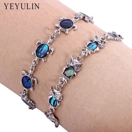 High Grade Silver Color Alloy Rhinestone Owl Turtle Bracelet For Women Girls Bangles Jewelry Gift
