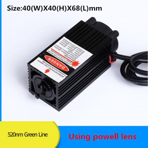 Powell line 45 degree 520nm Green Laser Diode Module 300mW 500mW 1000mW with cooling fan (Free With Bracket and Adapter)