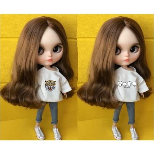 Handmade 2Pcs/set Doll Accessories for Pullip Clothes White T-shirt + Hole Jeans for Blyth 1/6 Fashion Doll Clothing for Barbie