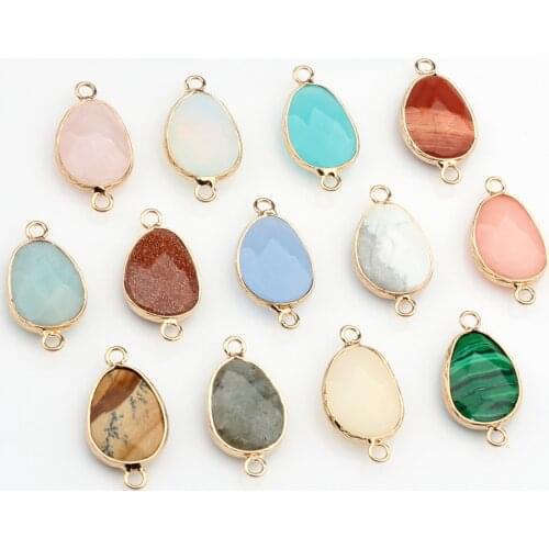 2pcs/lot Natural Stone Charms Pendant Birthstone Natural Irregular Stone Charms Connector For DIY Jewelry Making Accessories