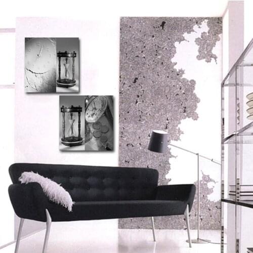 2 pcs Modern Wall Painting black white Sand hopper Vintage clock picture Home Decorative Art Picture Paint on Canvas Printings