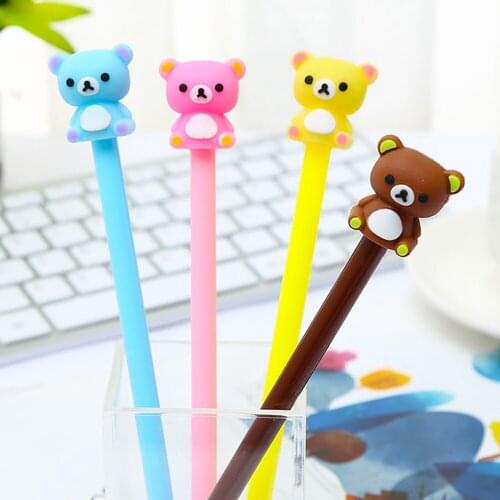 24pc Cool Kawaii Gel Pens Bear Anime Cute Funny Stationery Blue Ballpoint Rollerball Student Kids Back to School Stuff Thing Kit