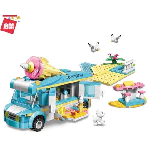 316Pcs Building Block 4804 Creative 3 Change Holiday Travel Girl Assembling Ship and Ice Cream Truck Gifts