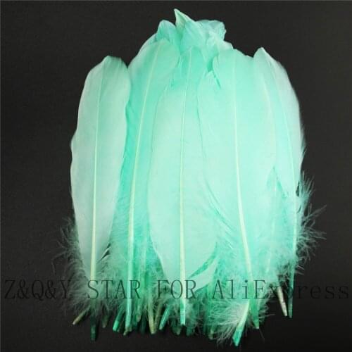 50-200 natural goose feathers 15-20CM dyed mint green DIY craft jewelry clothing feathers