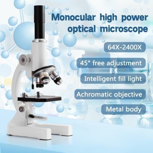 64X-2400X Monocular Microscope Elementary Experimental Biology Teaching Microscope Children Birthday Gift With Sucker Design