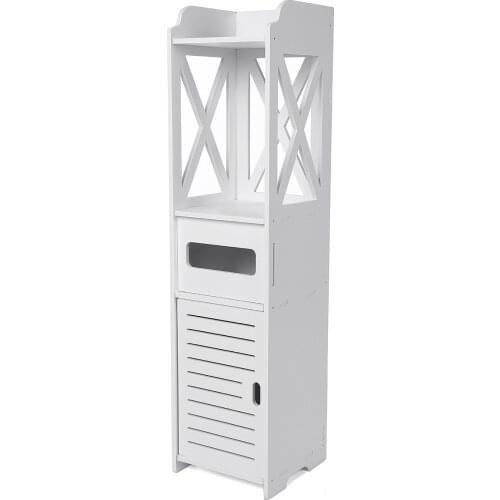 White Bathroom Vanity Floor Standing Shelf Storage Cabinet Shower Corner Sundries Shelf Home Furniture Storage Racks