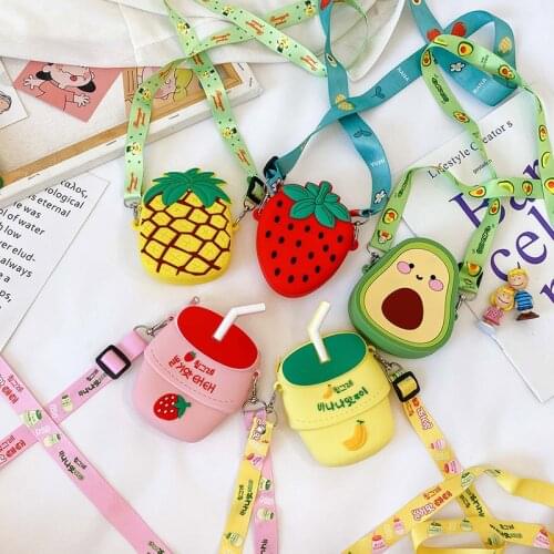 Kids Mini Purses 2021 Cute Silica Gel Baby Small Coin Pouch Little Girl Boy Fruit Crossbody Bags Toddler Purse Clutch Bag