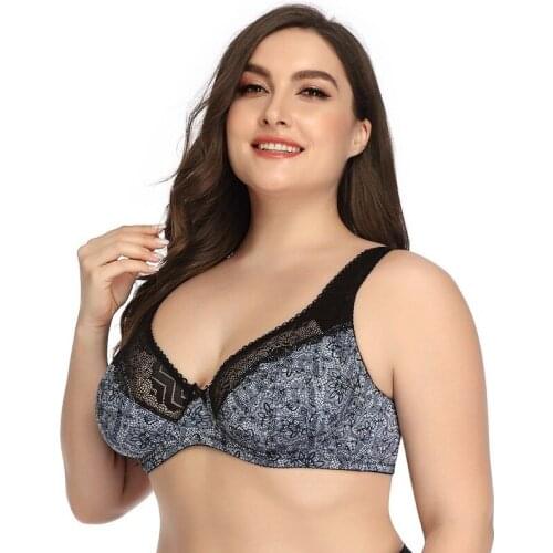 Womens Bra Large D E Cup 38-48 Sexy Lace Underwire Bralette Comfort Plus Size Unlined Brassiere Underwear Push Up Thin Lingerie