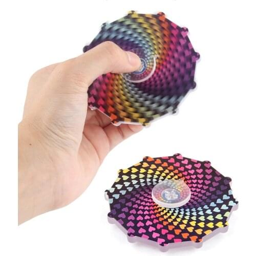 Double-Sided Colorful Fingertip Spinning Top Dynamic Rainbow Color Rotating Fidget Toys Anti Stress Anti-Anxiety Spinner Toy Kid