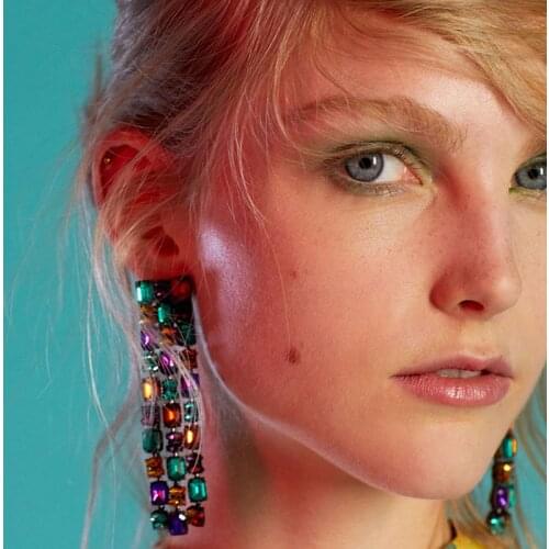 JURAN Luxury Multicolored Shiny Statement Earrings New Arrivals Fashion Brand Drop Dangle Charm Earrings Women Wedding Jewelry