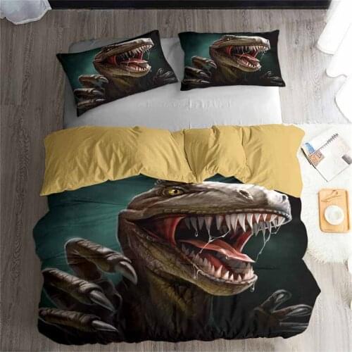 HELENGILI 3D Bedding Set Jurassic Park Dinosaur Print Duvet cover set bedclothes with pillowcase bed set home Textiles #DG-09