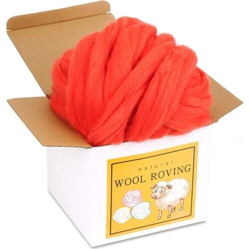 LMDZ Red 8.82oz Yarn Super Soft Bulk Roving Merino Wool for Needle Felting Wool Supplies for Handmade and DIY Craft