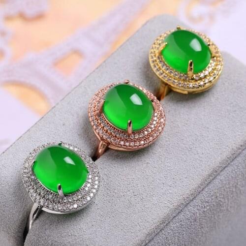 Fashion Women Four Claw Egg Shape Green Crystal Ring Simple Inlay Zircon Adjustable Ring Elegant Women Wedding Jewelry