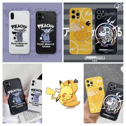 Pokemon Pikachu Psyduck Soft Phone Case Cover For iPhone11 12 Pro Max mini 7 8 plus XR X XS MAX SE Anime Shockproof phone shell