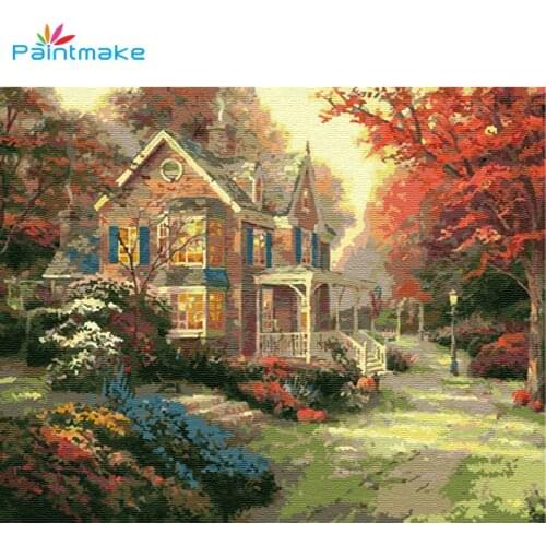 Paintmake Landscape DIY Paint By Numbers Maple leaf Oil Painting On Canvas For Home Room Decoration Wall Art Picture