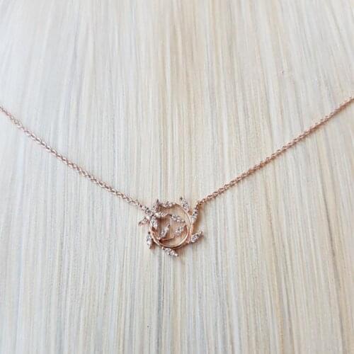 Simple Dainty Leaf Wealth Wrap Necklace Rose Gold Chains Layering Cubic Zirconia Necklaces for Women Girl Jewelry Bijoux