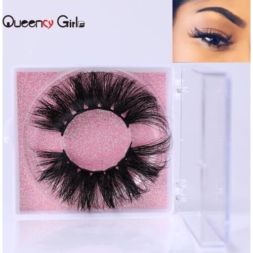 Queenly Girls Eyelashes 25mm Make Up Mink Lashes Hand Made Full Strip Eyelashes Natural Long Fake Eyelashes Reusable