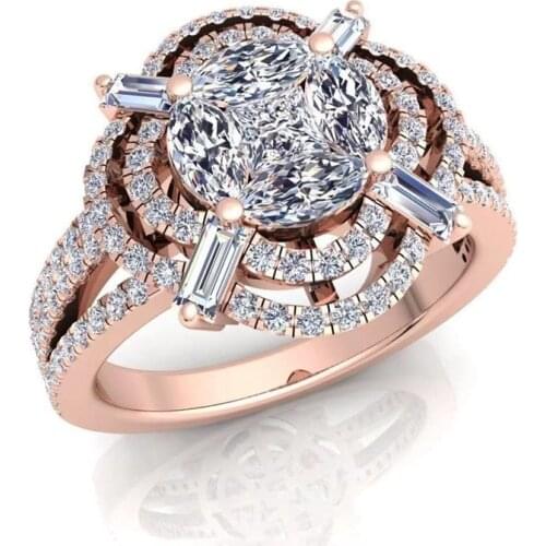 Luxury Full Rhinestones Rings For Women Engagement Ring Female Fashion Vintage Big Rings Ladies 3 Colors Jewelry Ring Party Gift