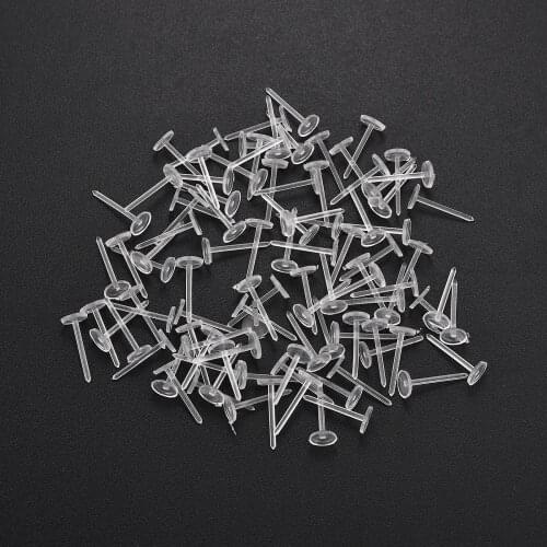 100 Pairs Plastic Earring Posts With Silicone Rubber Backs Clear Ear Pins Earnuts For Men Women Jewelry Making Accessories