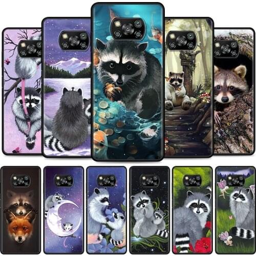 Super Cute Raccoon Phone Case For Xiaomi Poco X3 NFC X3 M3 Pro 5G F3 GT F1 Redmi Note 8 9 10 Pro 8T 9T 9S Soft Cover Coque