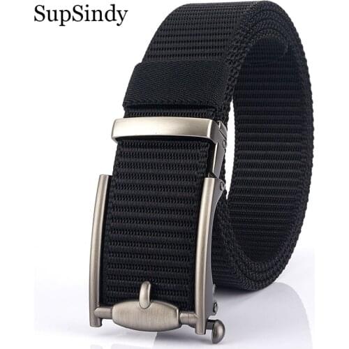 SupSindy Mans Nylon Belt Luxury Metal Automatic Buckle Canvas Tactical Belts for men Fashion Jeans Waistband Outdoor Male Strap