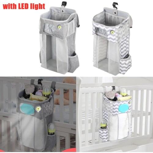 Led Night Light BPA Free Baby Storage Organizer Crib Hanging Storage Bag Caddy Organizer for Baby Bedding Set Diaper Storage Bag