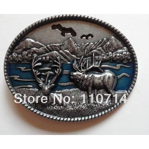 Western Browning Brass Buck Belt Buckle SW-B1082 with pewter finish with 4cm wideth loop