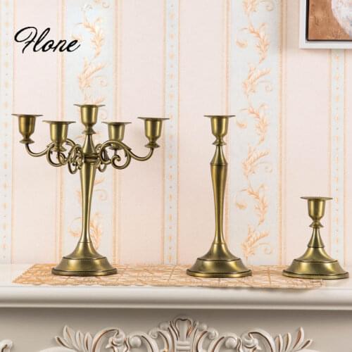 Wedding Home Party Green bronze metal iron candlestick ornaments candle holder decoration candlelight dinner accessories