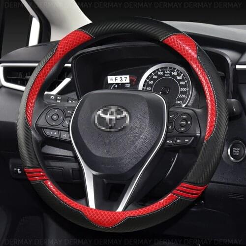 Cute Pink Car Steering Wheel Cover PU Leather Non-slip for Toyota Yaris Girls Women Auto Accessories