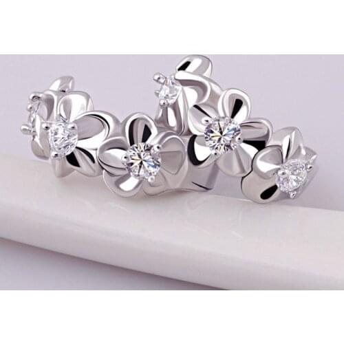 Wholesale Trendy Flower Crystal WomenS Earrings Copper Purple Sliver Color for Women Fashion Jewelry Whole Sale