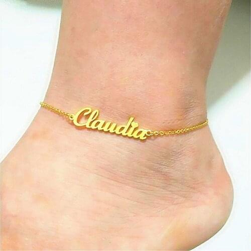 Personalized Custom Name Women Anklet Bracelet Foot Jewelry Stainless Steel Handmade Letter Chain Anklets Birthday Gift