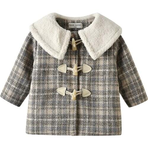 Baby girls winter long coat with cotton wool coat