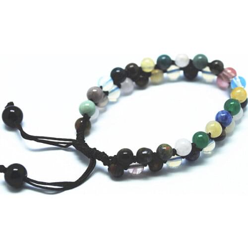 Socharming Fashion Hand Knitting Bracelet Nature stone mix powerful Mens Wearing gifts adjustable rope Size 6mm