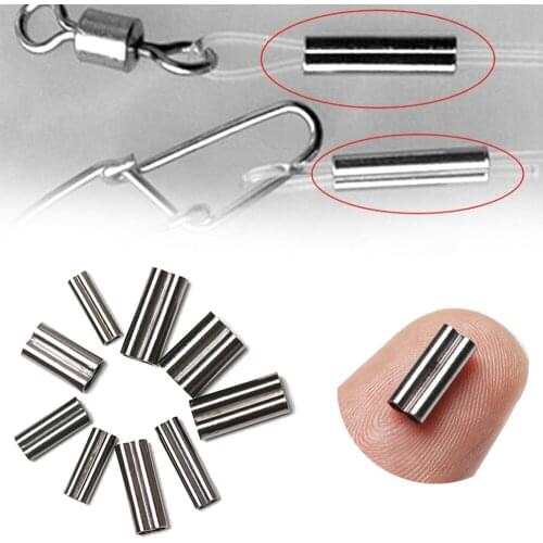 100Pcs Brass Double Sleeves Fishing Wire Tube Portable Fishing Single Double Barrel Crimping Sleeves Tackle Connector Tools