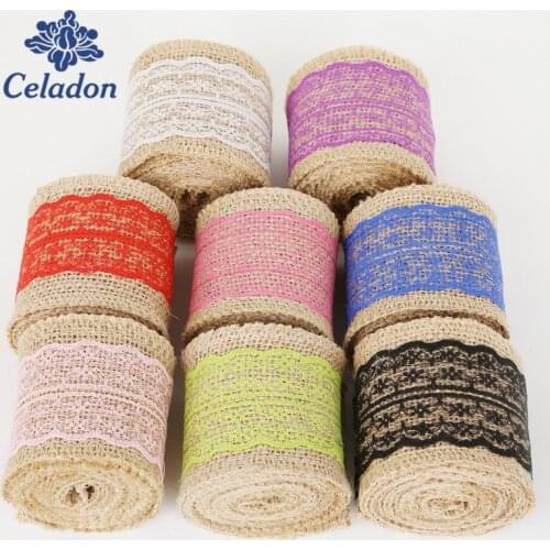 2Meter 6cm Natural Jute Burlap Roll Hessian Lace Ribbon Trims For Vintage Rustic Wedding Decoration Ornament Burlap Party Supply