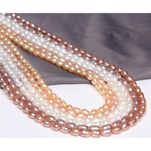 4-4.2mm Oval Natural Freshwater Pearl Beads Small Rice Shape Pearls Loose Beads For Bracelet Necklace Jewelry Making 14" Strand