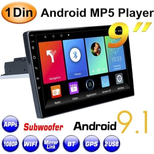 1 DIN Android 9.1 Car Multimedia Player Car Stereo Radio 9 Inch Adjustable Contact Screen FM GPS Navigation MP5 Player