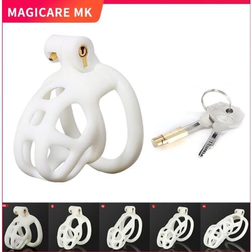 Mamba White Cock Cage 3D Printing Penis Sleeve Plastic lockable Cobra Male Chastity Device Penis Rings Adult Games Sex Toys