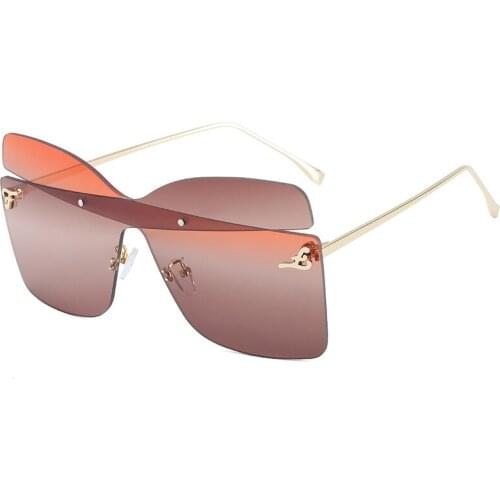 Oversized Gradient Sunglasses New Women Unique Sunglasses Luxury Brand Rimless Eyewear Oculos De Sol Feminino Big Shades