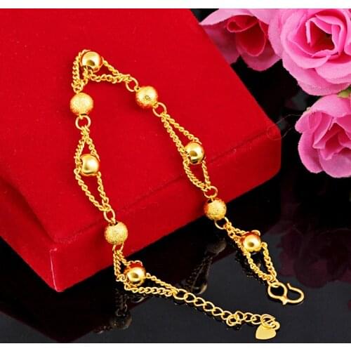 Fashion 18K Gold Bracelet for Men Women Wedding Engagement Jewelry Luxury Classic Ball Chain Bracelet Not Fade Fine Jewelry Gift